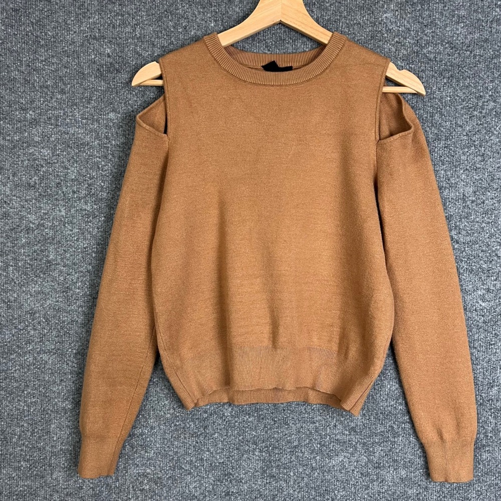 Monrow Cold Shoulder Sweater Womens XS Brown Excellent Knit Top